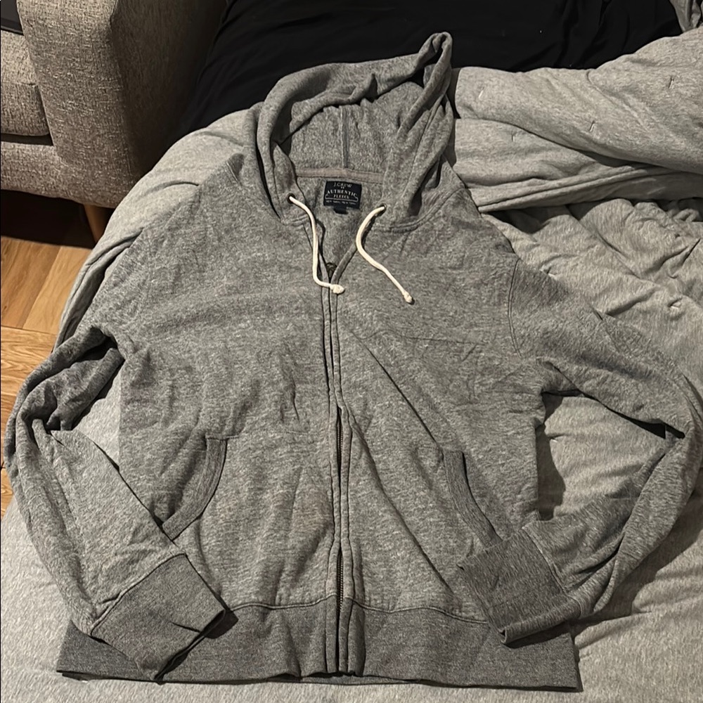 J. Crew Gray Zip Up Sweater with Ribbed Cuffs